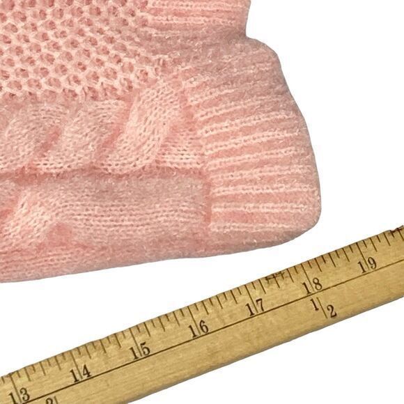 ASOS Crop Sweater Womens 6 Pink Chunky Cable Knit Crew Neck Oversize Winterwear - Picture 15 of 16